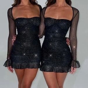 Brea Mini Dress - Black Sparkle S | Babyboo